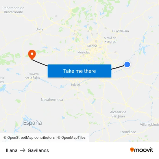 Illana to Gavilanes map