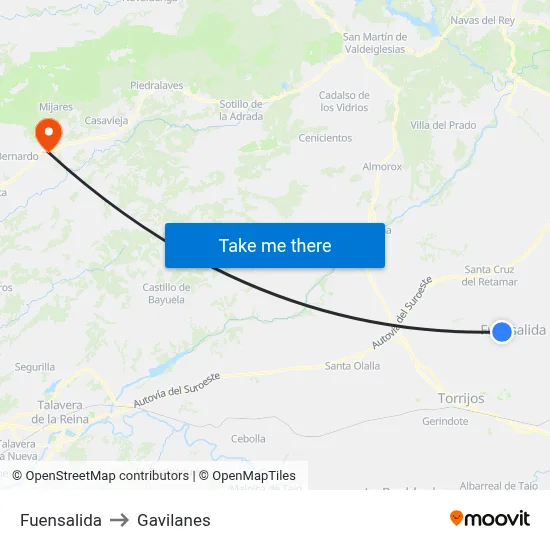 Fuensalida to Gavilanes map