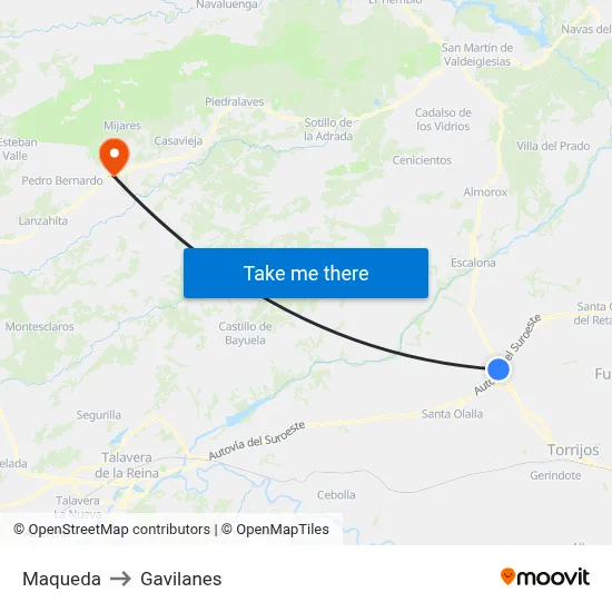 Maqueda to Gavilanes map