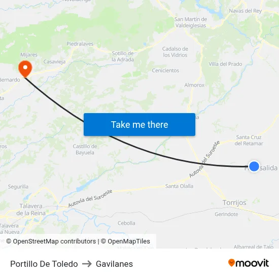 Portillo De Toledo to Gavilanes map