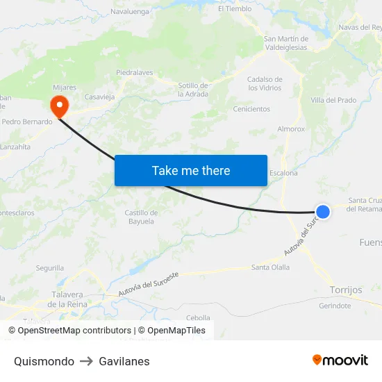 Quismondo to Gavilanes map