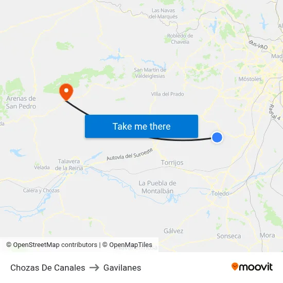 Chozas De Canales to Gavilanes map