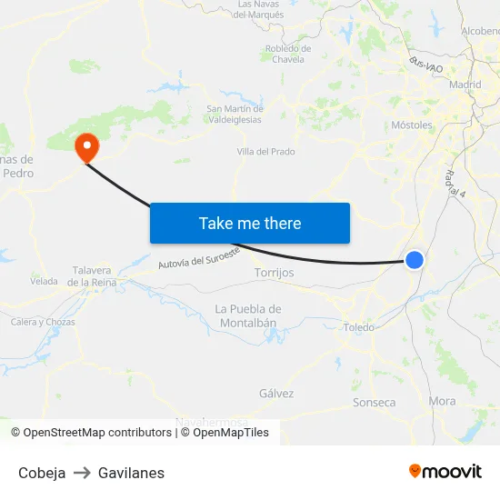 Cobeja to Gavilanes map