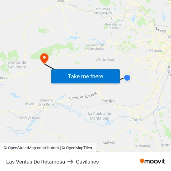Las Ventas De Retamosa to Gavilanes map