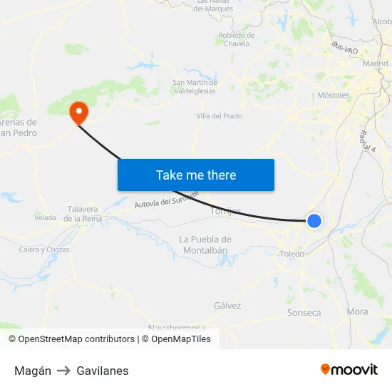 Magán to Gavilanes map