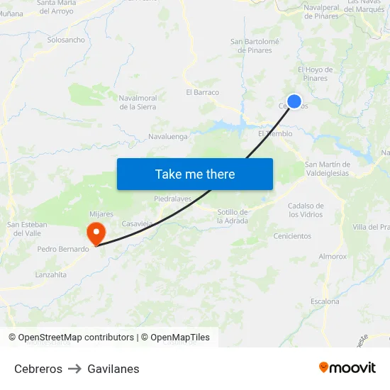Cebreros to Gavilanes map