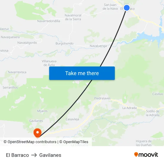 El Barraco to Gavilanes map