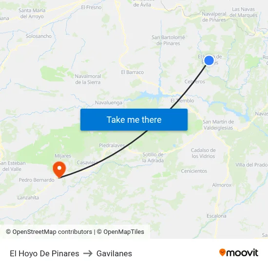El Hoyo De Pinares to Gavilanes map
