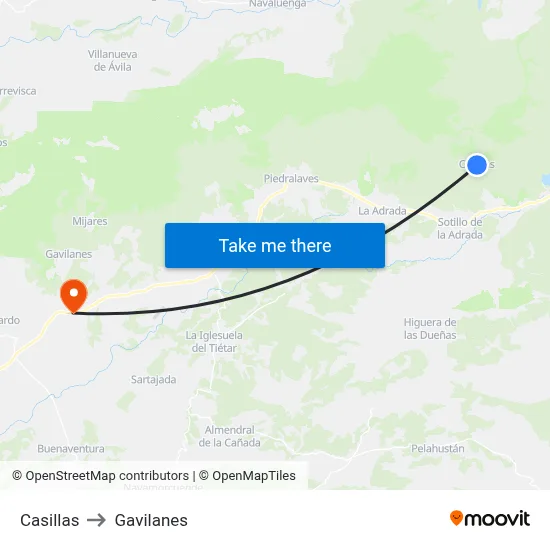 Casillas to Gavilanes map