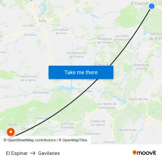 El Espinar to Gavilanes map