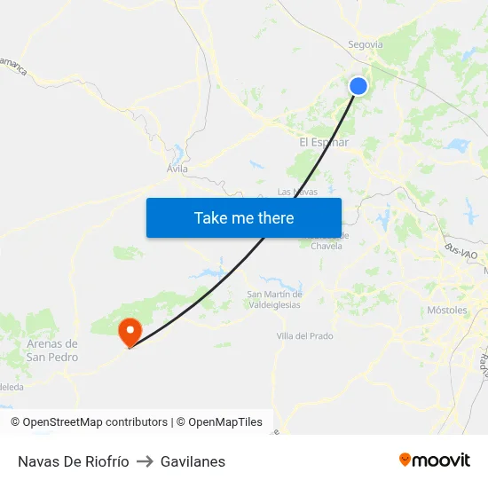 Navas De Riofrío to Gavilanes map