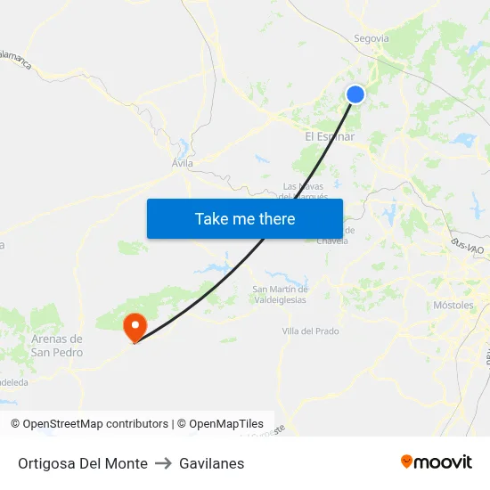 Ortigosa Del Monte to Gavilanes map