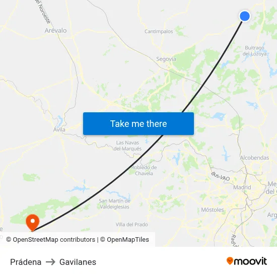 Prádena to Gavilanes map