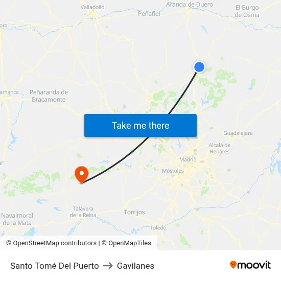 Santo Tomé Del Puerto to Gavilanes map