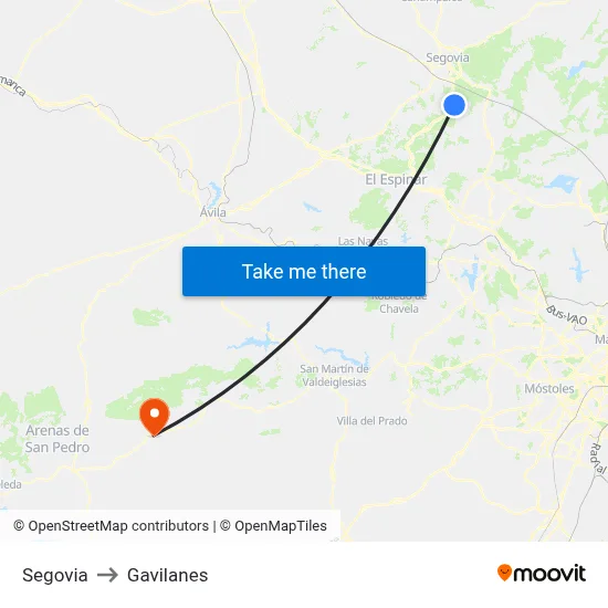 Segovia to Gavilanes map