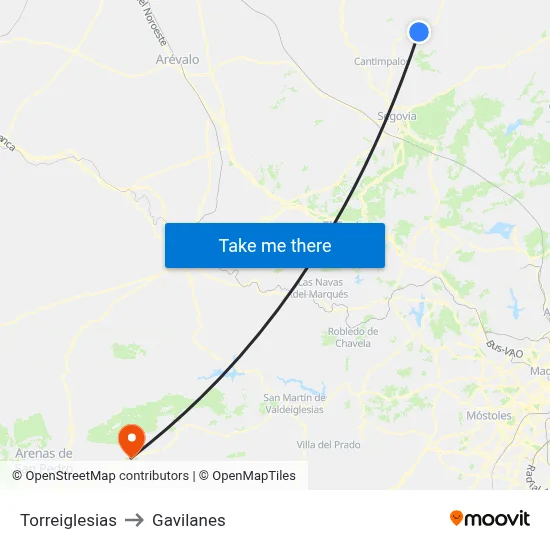 Torreiglesias to Gavilanes map