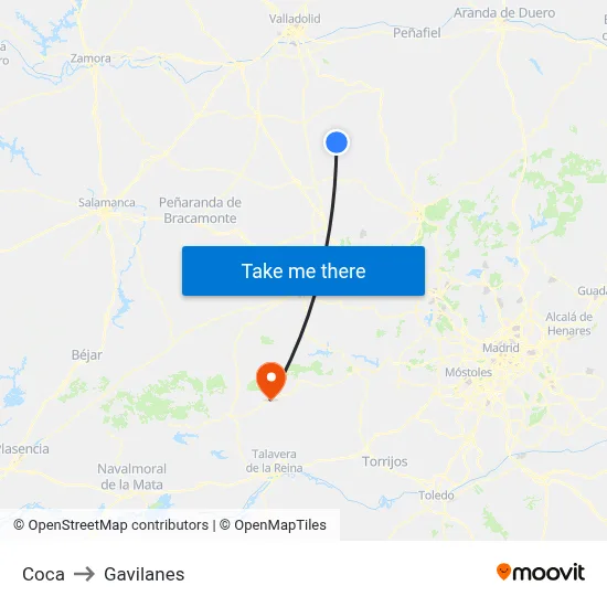 Coca to Gavilanes map