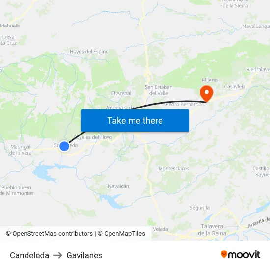 Candeleda to Gavilanes map