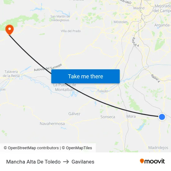 Mancha Alta De Toledo to Gavilanes map