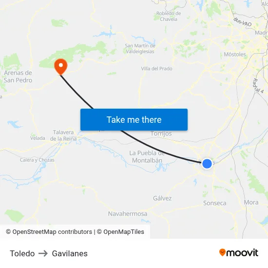 Toledo to Gavilanes map
