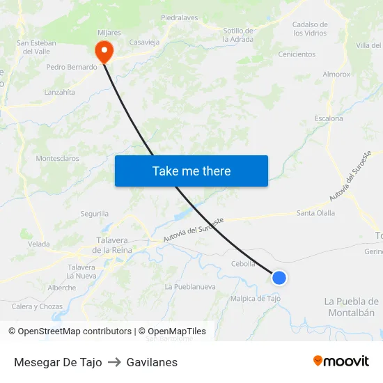 Mesegar De Tajo to Gavilanes map
