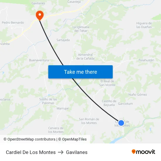 Cardiel De Los Montes to Gavilanes map