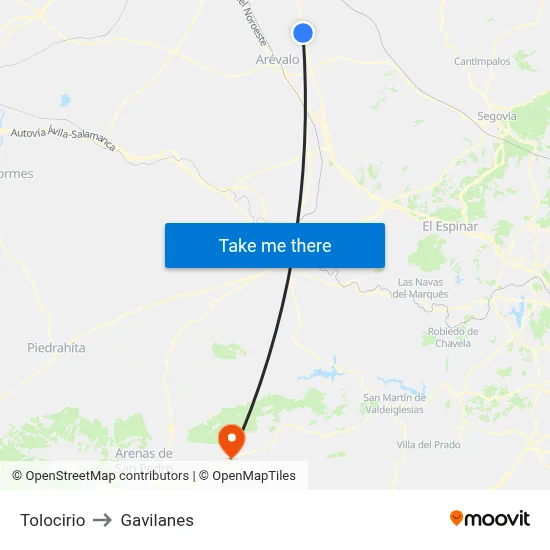 Tolocirio to Gavilanes map