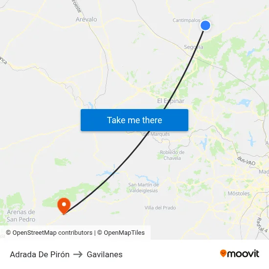 Adrada De Pirón to Gavilanes map
