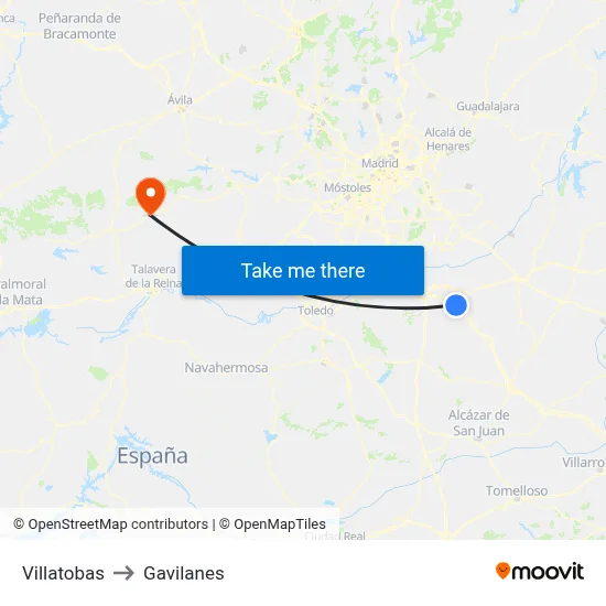 Villatobas to Gavilanes map