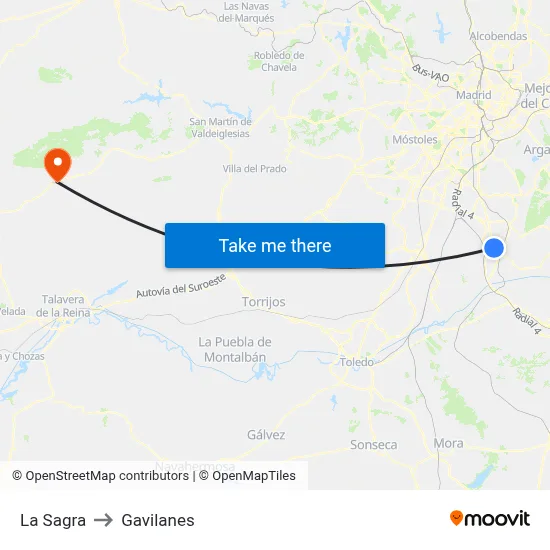 La Sagra to Gavilanes map