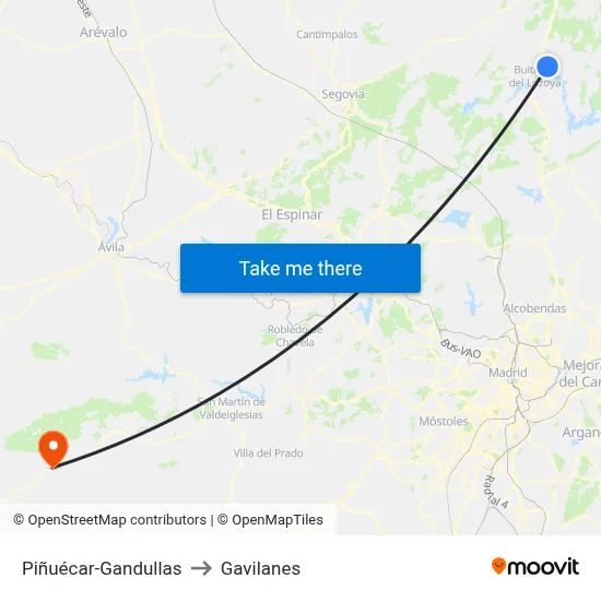 Piñuécar-Gandullas to Gavilanes map