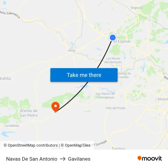 Navas De San Antonio to Gavilanes map