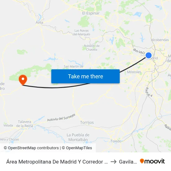 Área Metropolitana De Madrid Y Corredor Del Henares to Gavilanes map