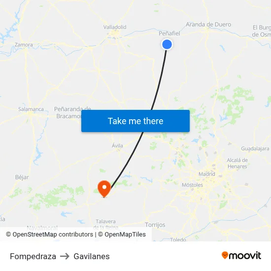 Fompedraza to Gavilanes map