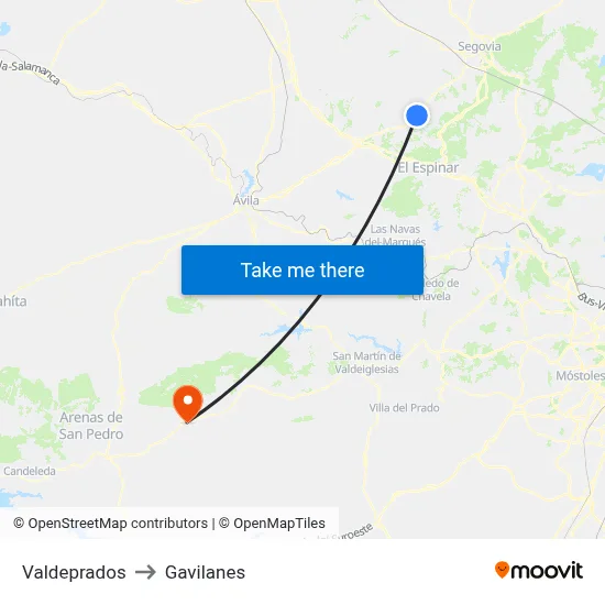 Valdeprados to Gavilanes map