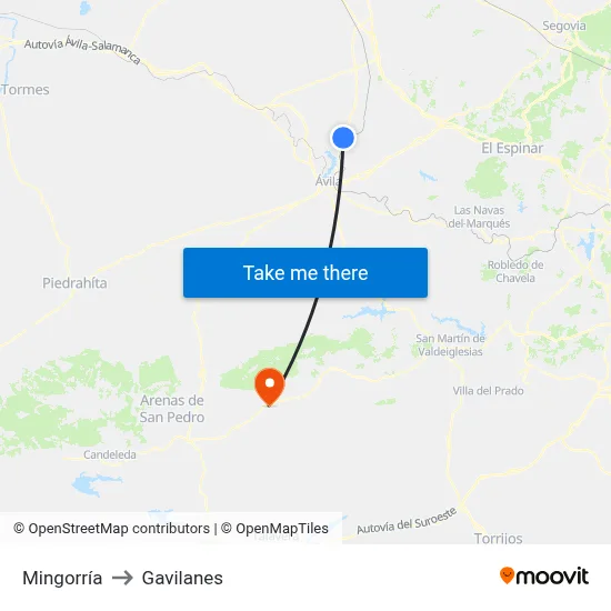 Mingorría to Gavilanes map