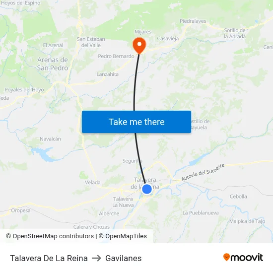 Talavera De La Reina to Gavilanes map