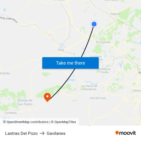 Lastras Del Pozo to Gavilanes map