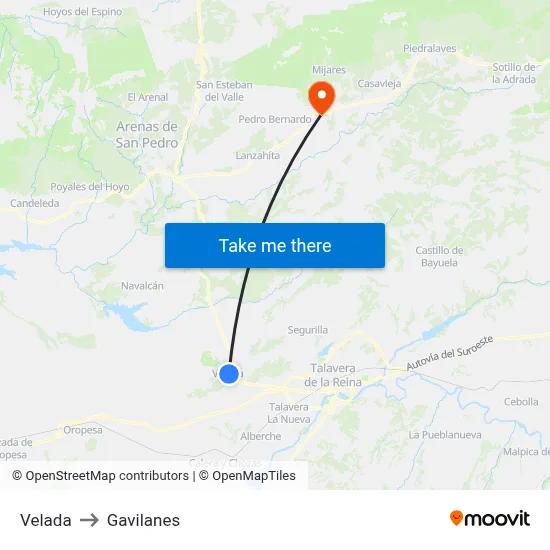 Velada to Gavilanes map