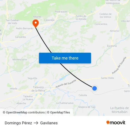 Domingo Pérez to Gavilanes map