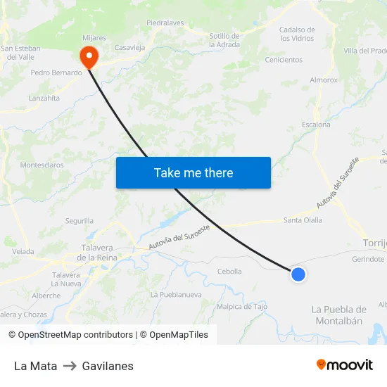 La Mata to Gavilanes map