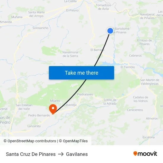 Santa Cruz De Pinares to Gavilanes map