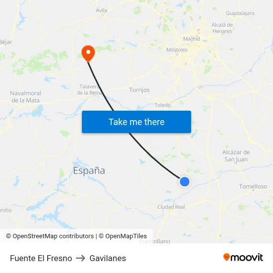 Fuente El Fresno to Gavilanes map