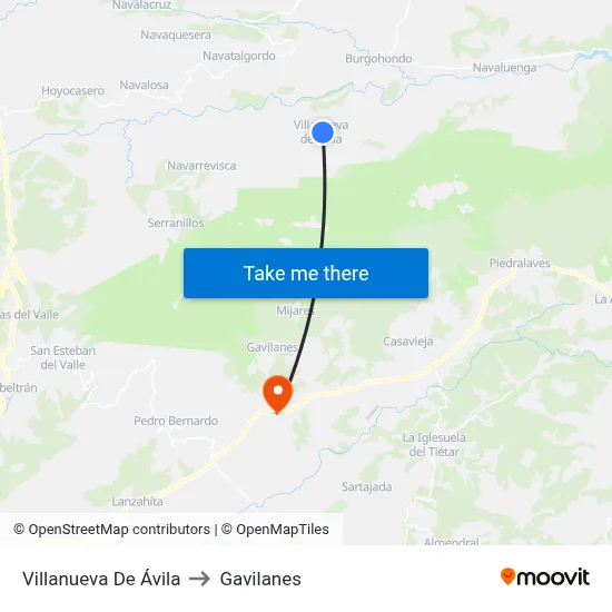 Villanueva De Ávila to Gavilanes map