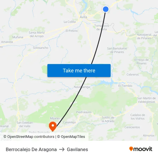 Berrocalejo De Aragona to Gavilanes map