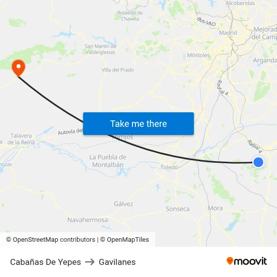 Cabañas De Yepes to Gavilanes map