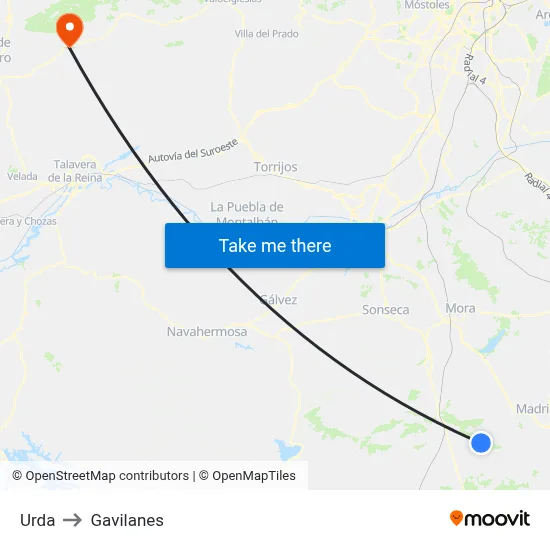 Urda to Gavilanes map
