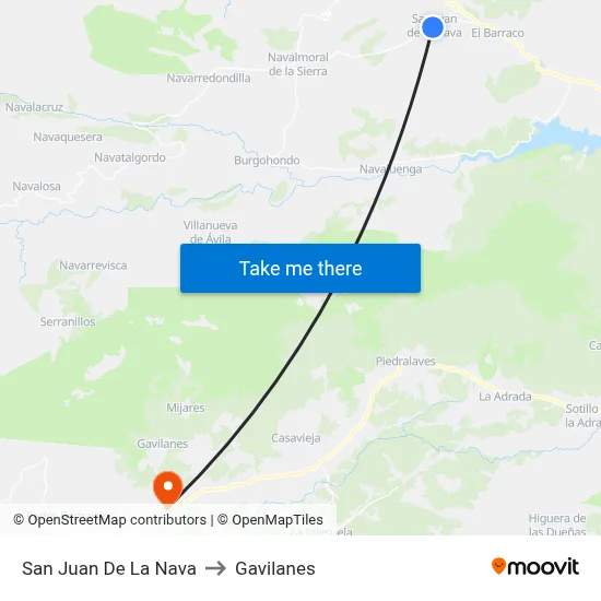 San Juan De La Nava to Gavilanes map
