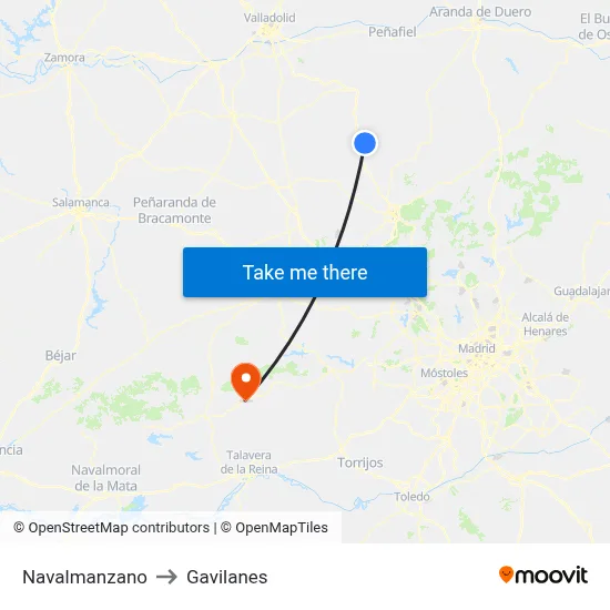 Navalmanzano to Gavilanes map