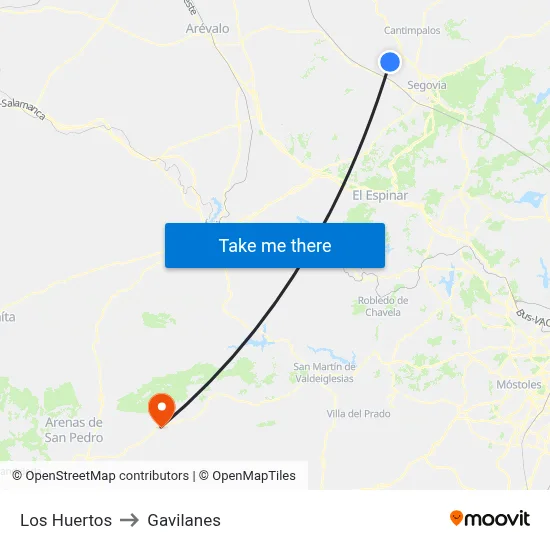 Los Huertos to Gavilanes map